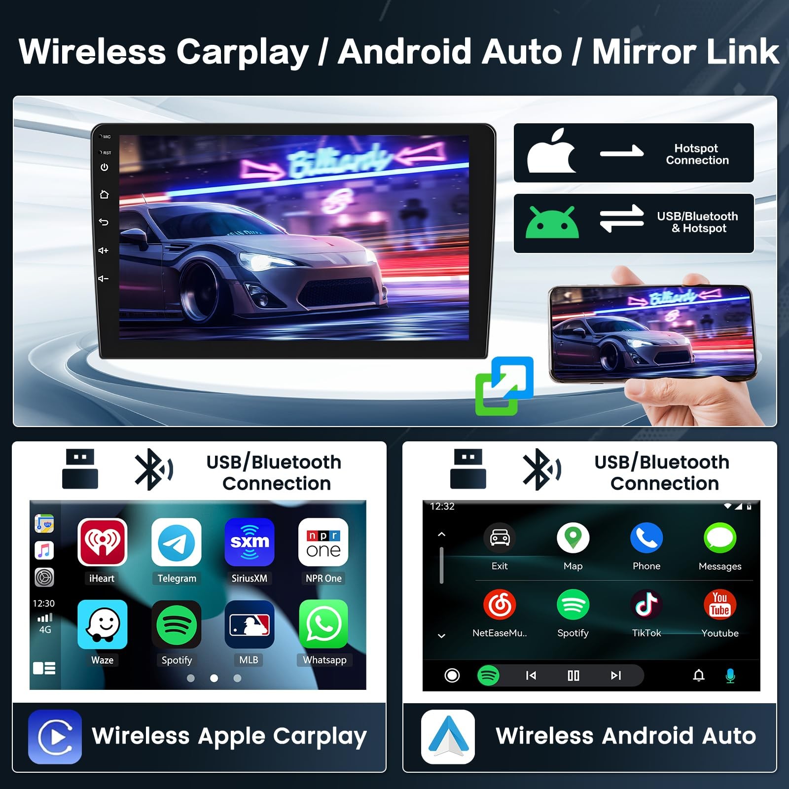 For Audi A4 2002-2008 1280*800 CarPlay Android Car Stereo Radio GPS Wifi Player