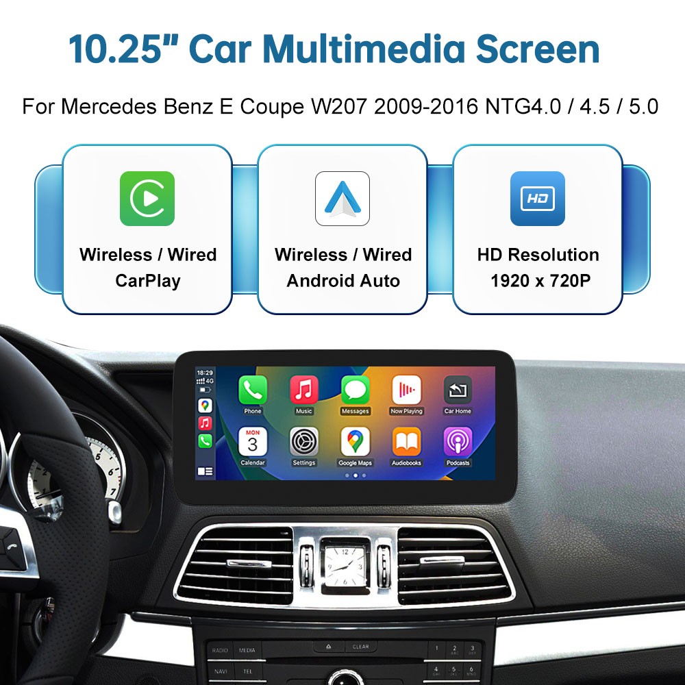 12.3″Wireless CarPlay Touchscreen Autoradio For Benz E Coupe C207 NTG4.0/4.5/5.0