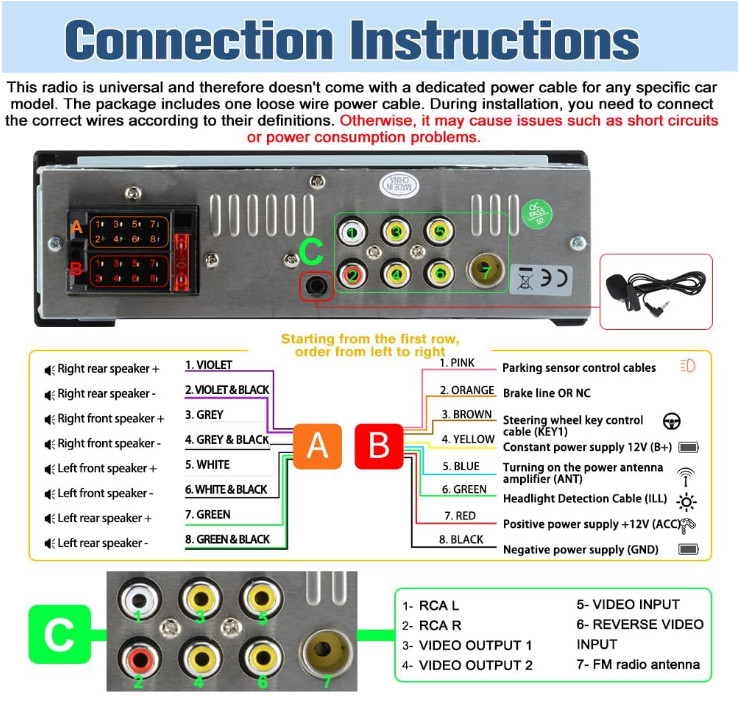 Universal Single DIN Car Stereo Touch Screen Bluetooth FM USB TF Backup Camera