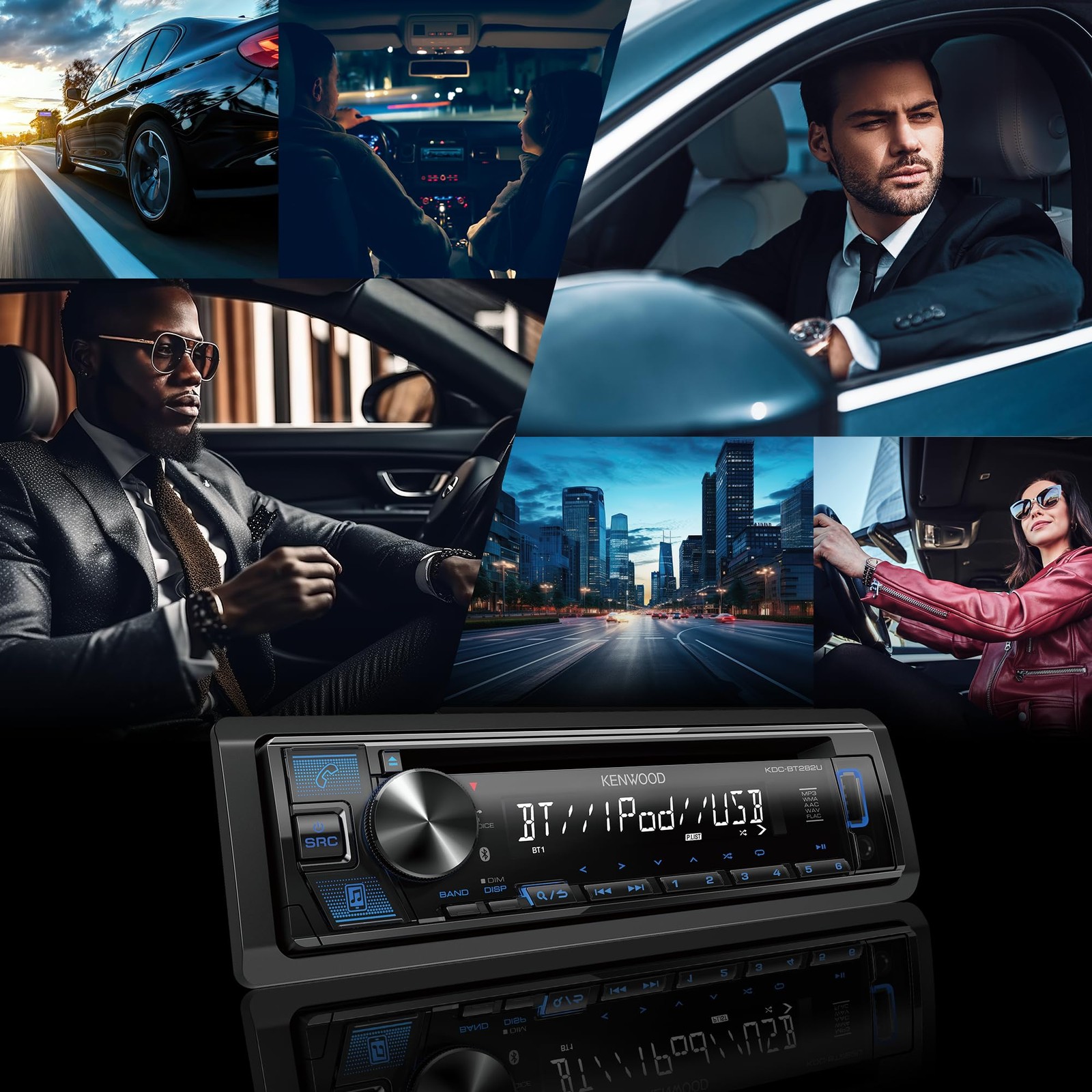 Kenwood KDC-BT282U Single Din CD receiver w/ AM/FM tuner + Bluetooth