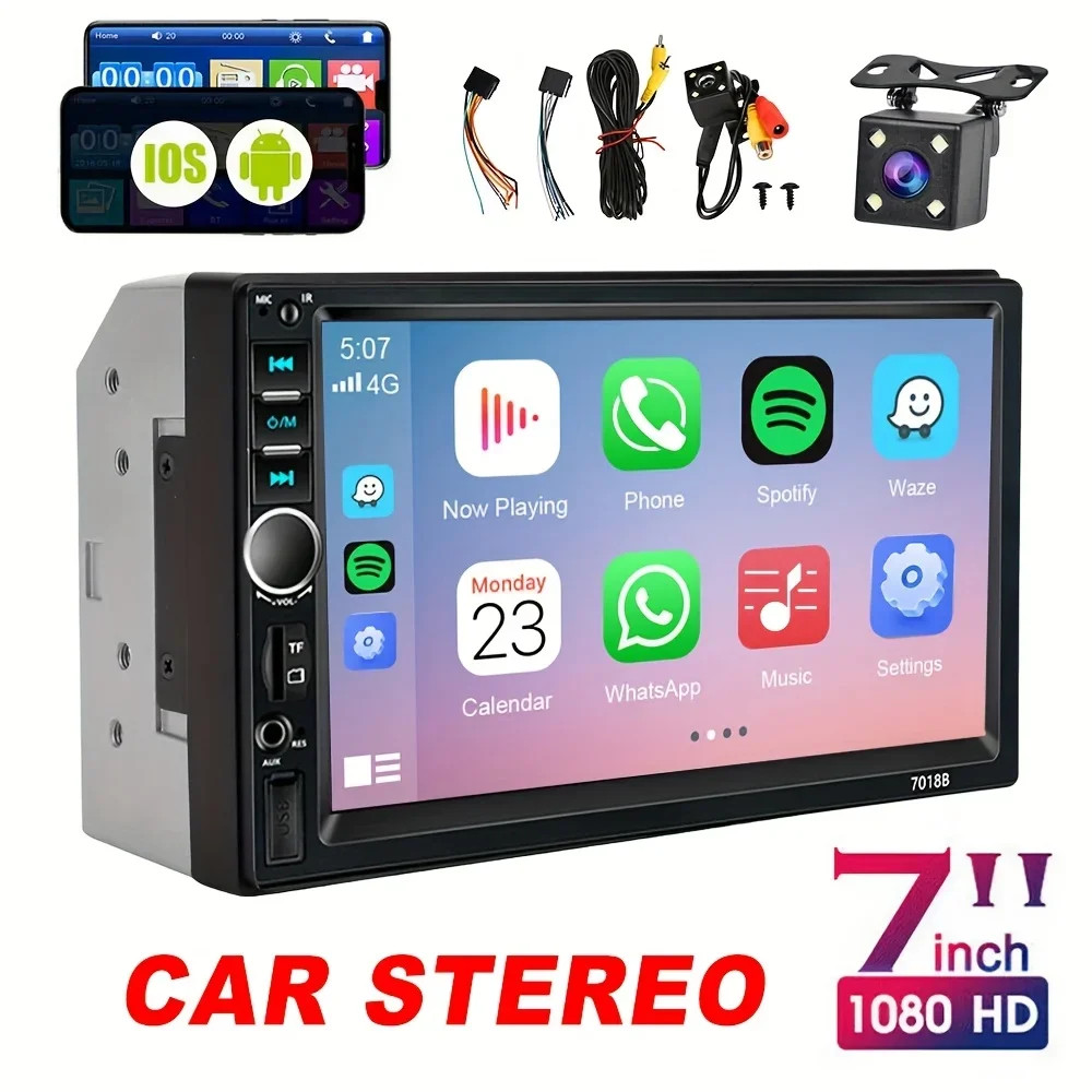 MP5 Car Player 2 Din 7 Inch Touch Screen Car Stereo Bluetooth + Backup Camera.