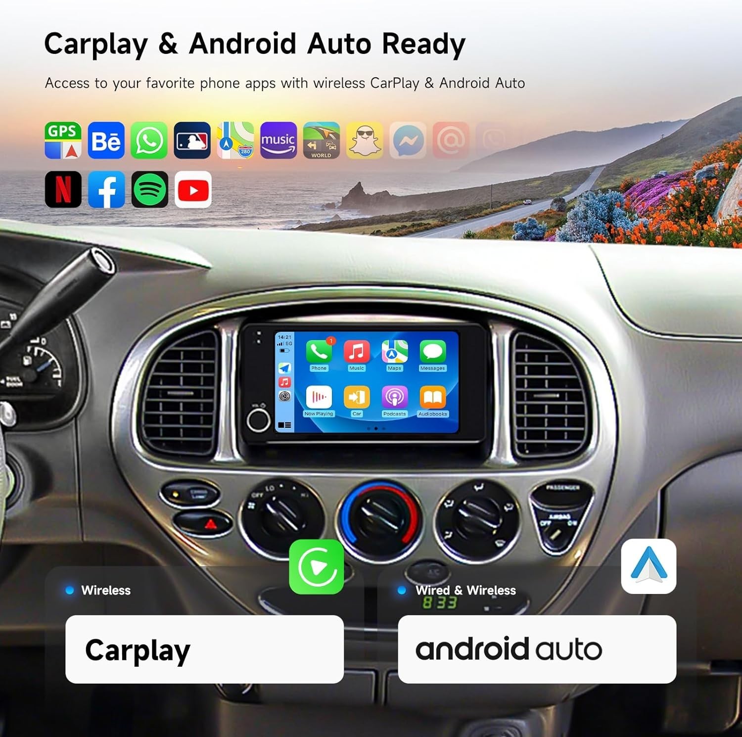 Dasaita 7” Double Din Car Stereo for Toyota Universal Radio WiFi Head Unit GPS
