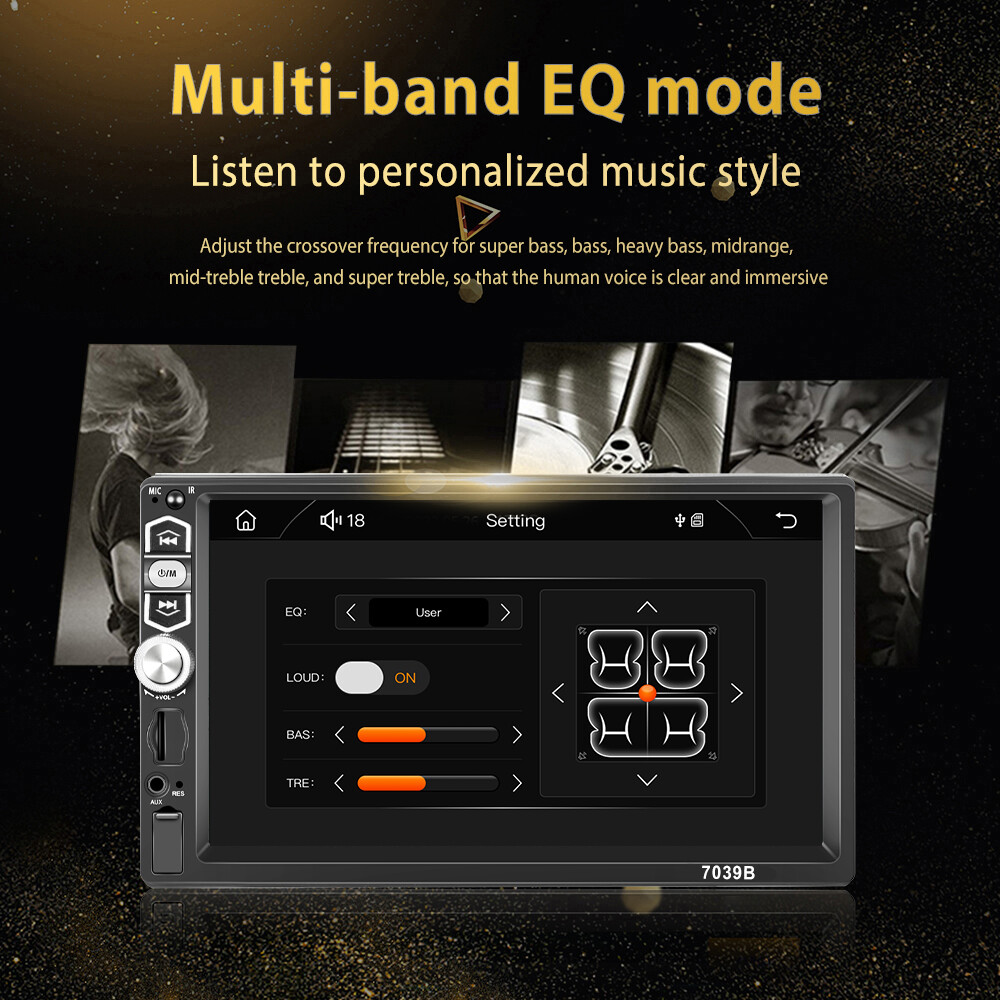 7″ 1Din Car Stereo Wired Carplay Android Auto USB TF Bluetooth Mirror Link Radio