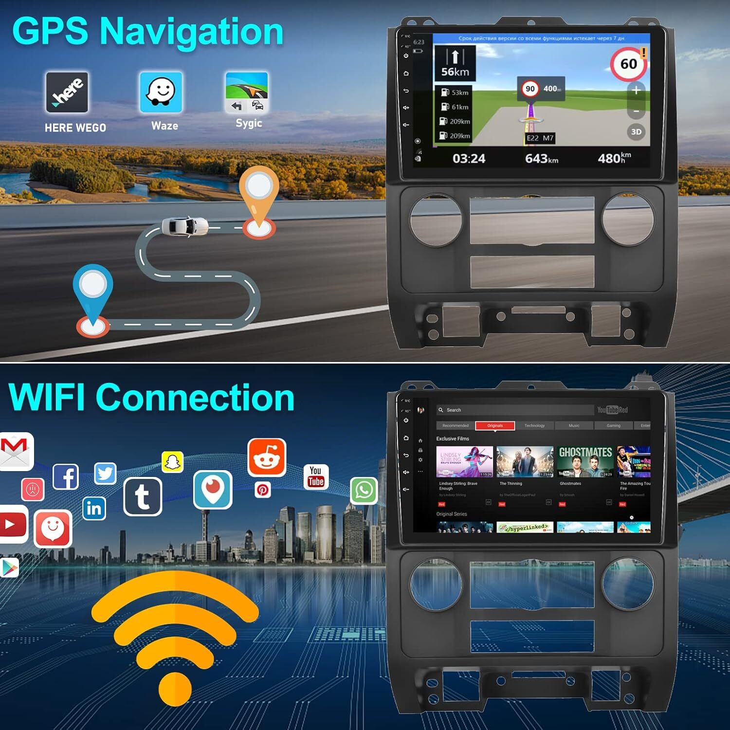 Android 13 Wireless Carplay Car Radio Stereo GPS Navi For Ford Escape 2008-2012