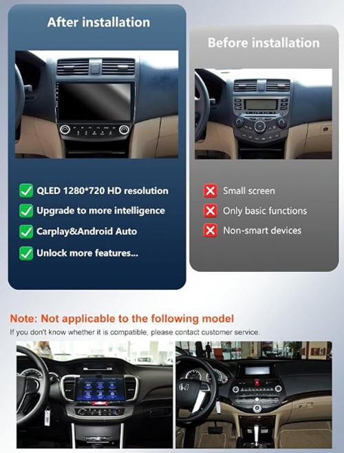 5G WiFi Car Radio for Honda Accord 2003-2007, Android13/Wireless CarPlay/GPS Nav