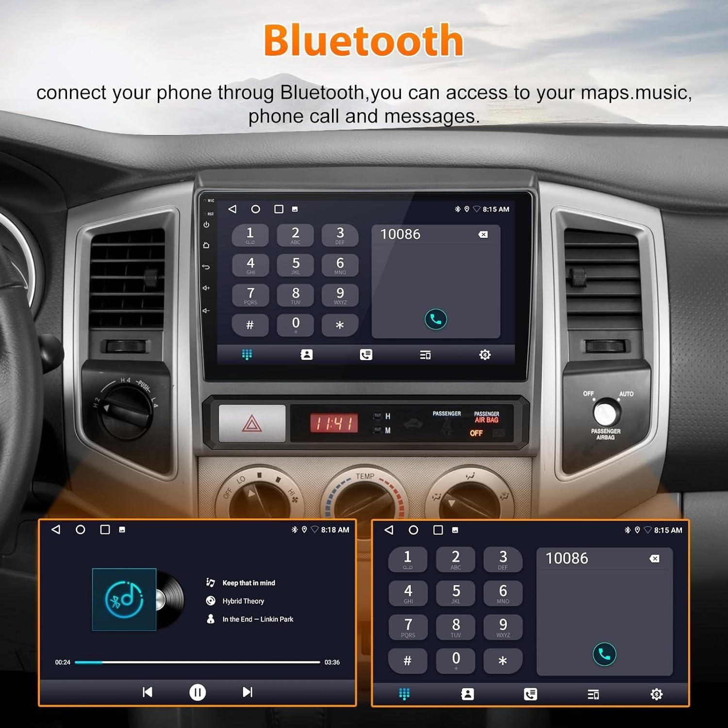 4Core 64GB Car Radio Stereo for Toyota Tacoma 2005-2015 with CarPlay Android Aut