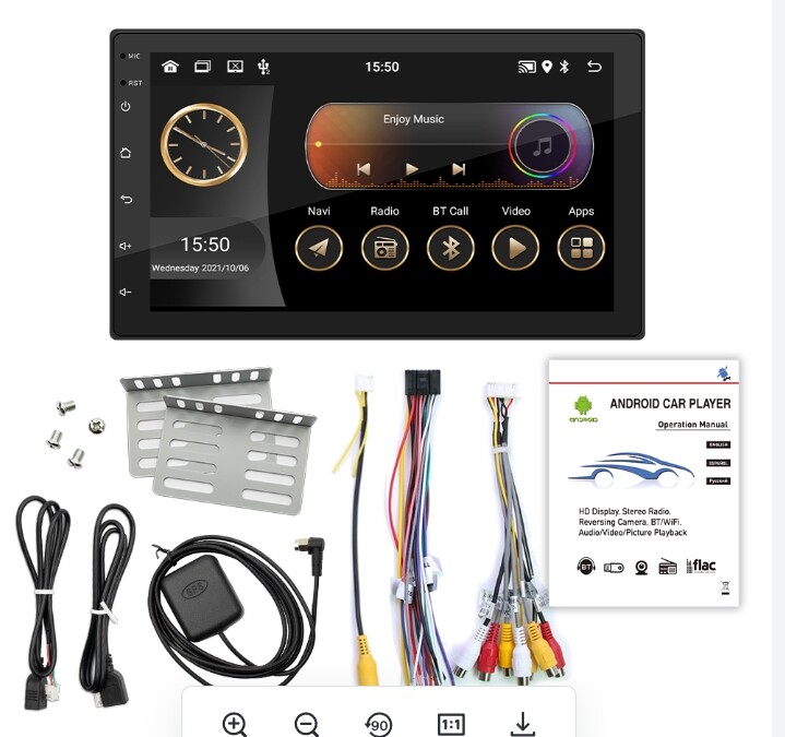 7 Inch 2 DIN 32G Android 14 Apple Carplay GPS NAVI FM RDS WiFi Bluetooth USB SWC