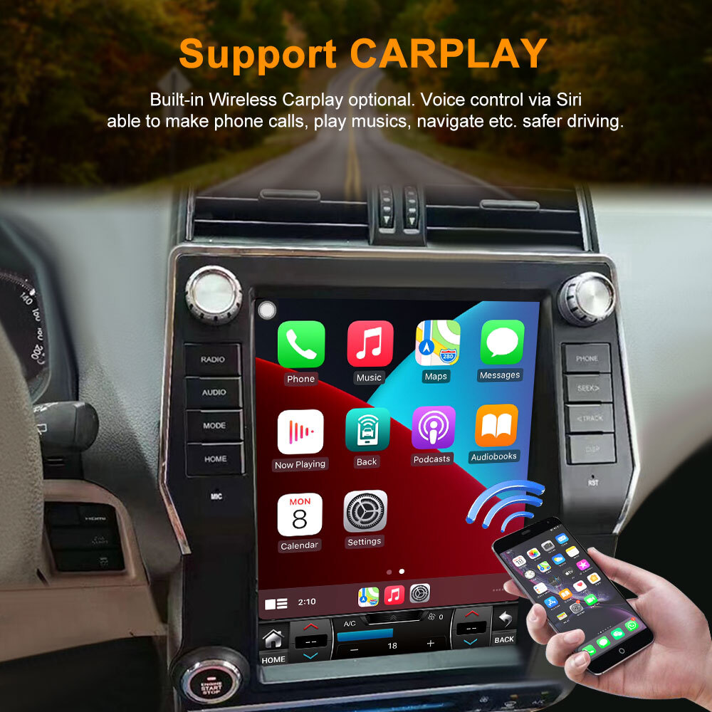 12.1″ Tesla Style Android 14.0 Car Radio For Toyota Land Cruiser Prado 150 2018-