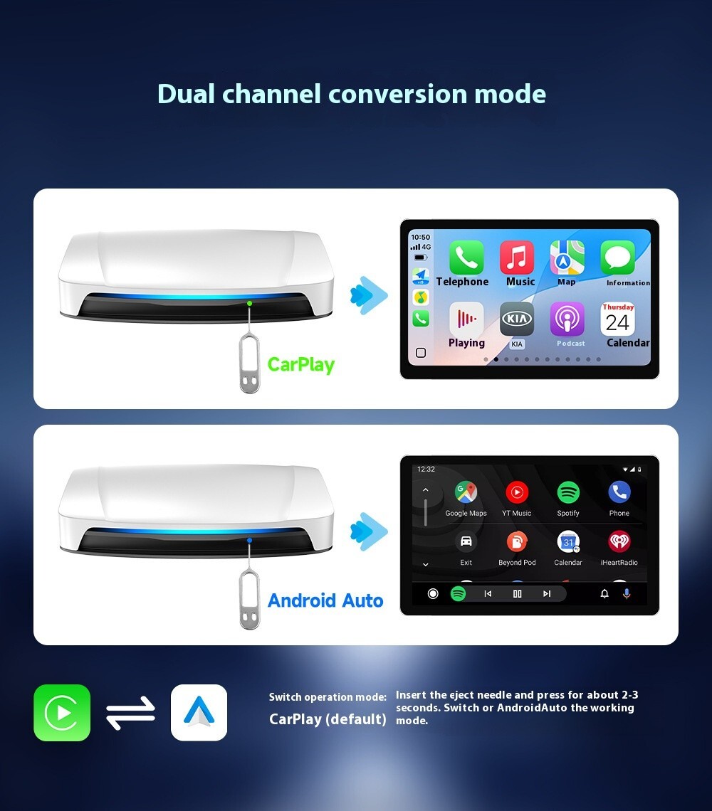 Carlinkit 3in1 Wireless CarPlay AI Box HDMI Adapter Auto Bluetooth WIFI Android
