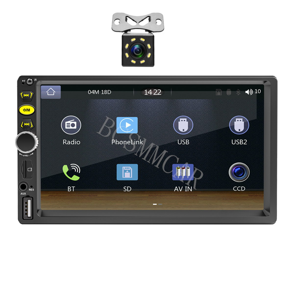With Camera 7″ Double DIN Car Player Bluetooth Stereo Radio For Apple Carplay