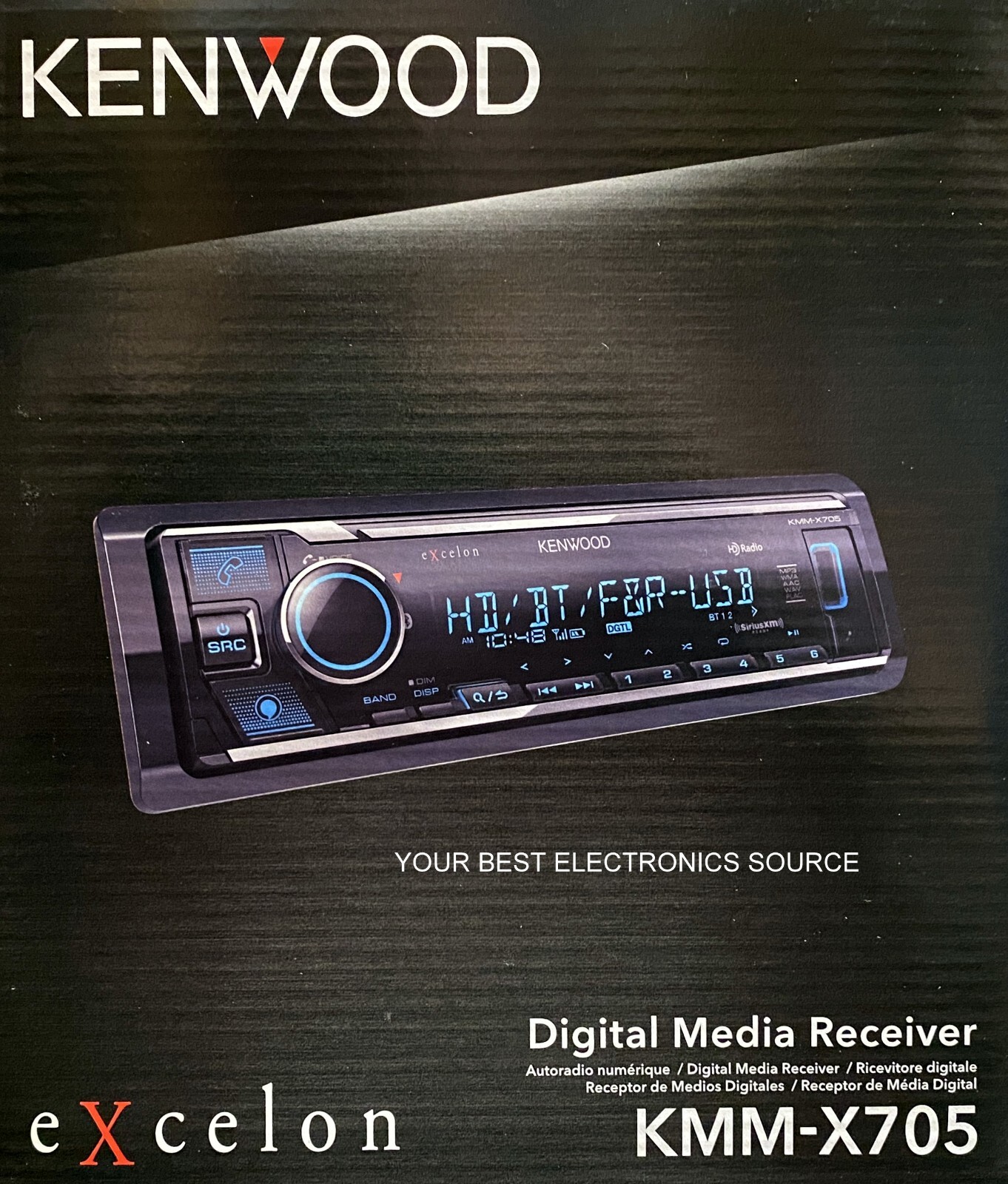 NEW Kenwood KMM-X705 1-DIN Car Digital Media Receiver w/ Bluetooth, HD Radio