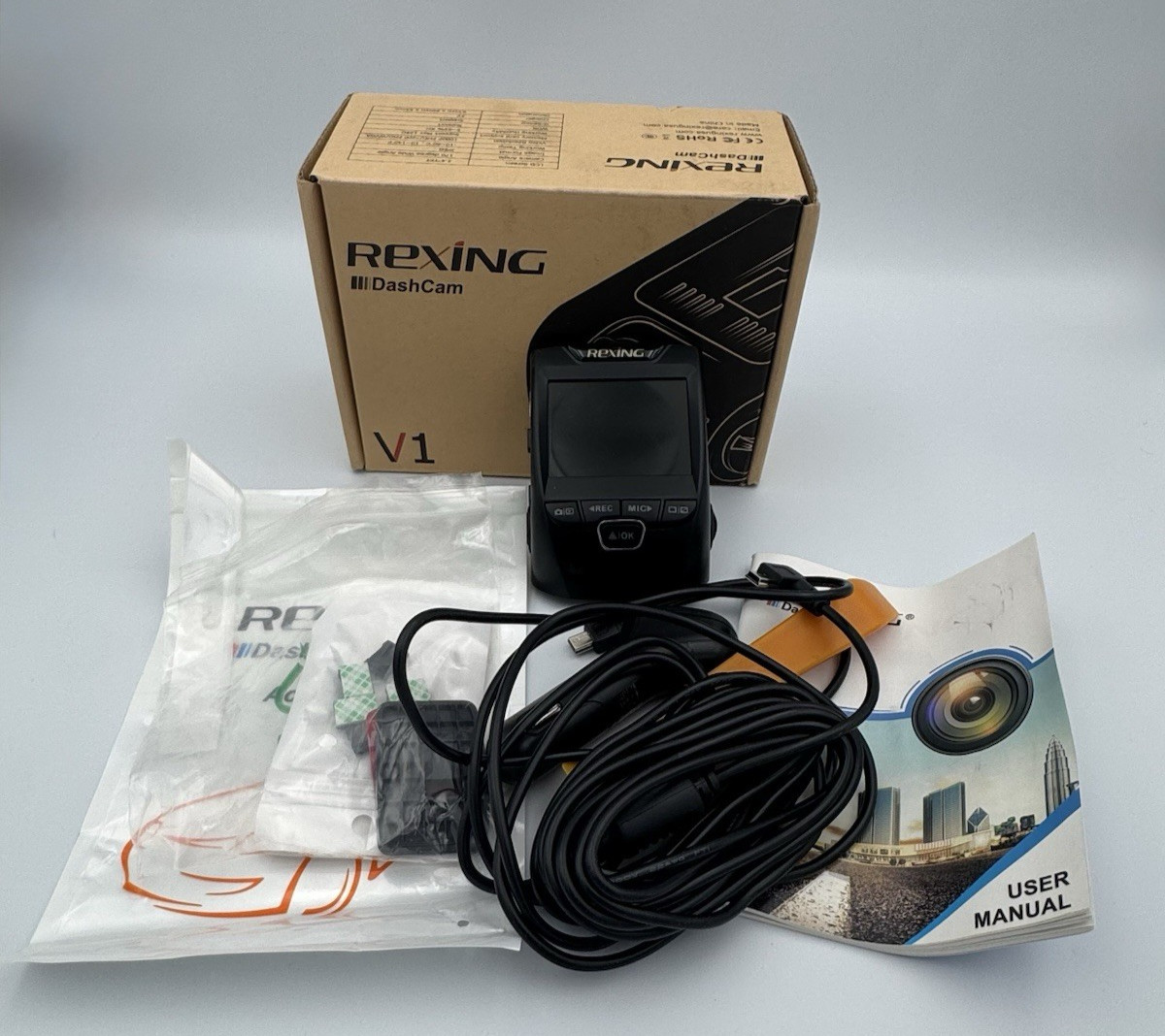 Rexing V1 Dash Cam 1080P HD 170° Wide Angle G-Sensor w/ 64GB SD Card & Box