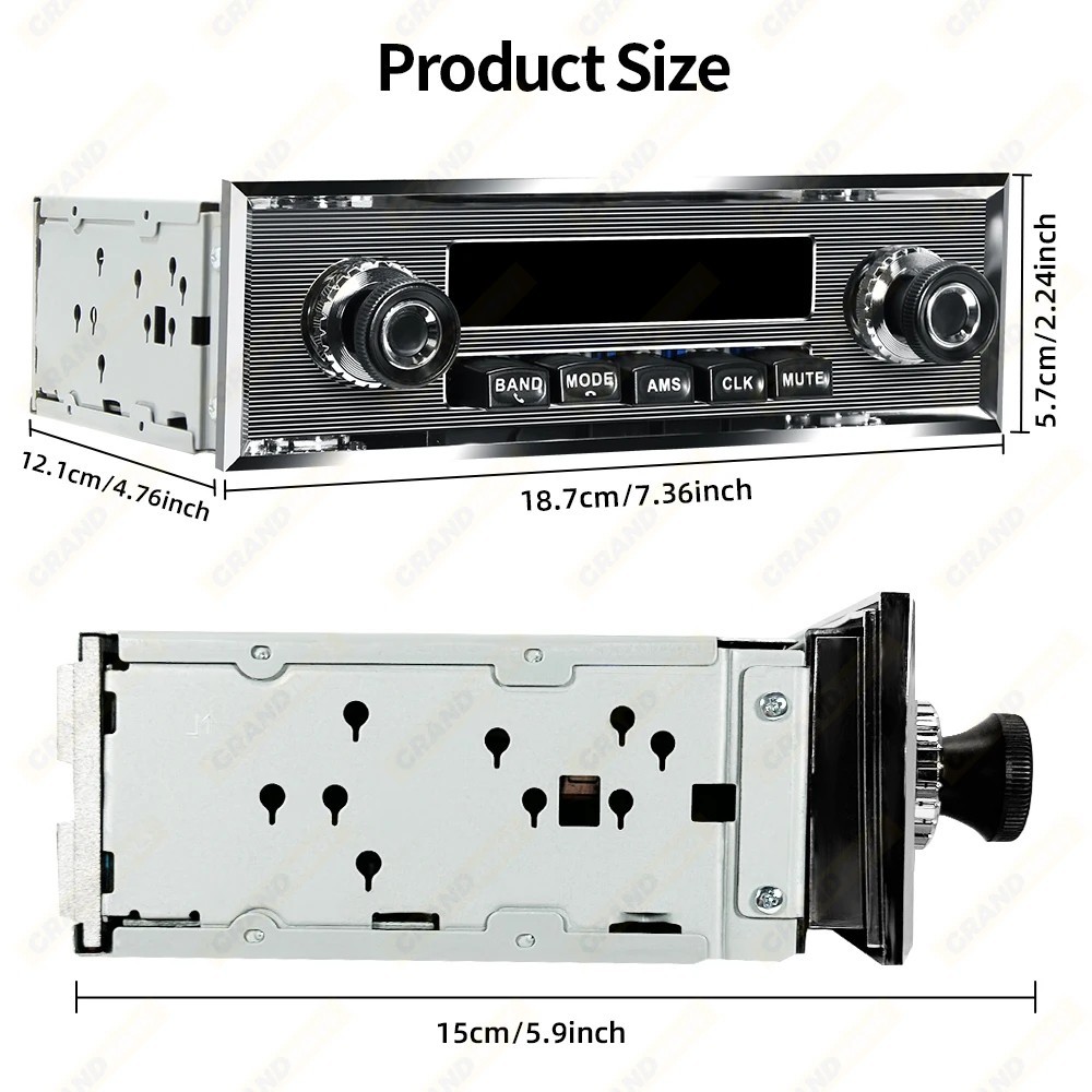 1 Din Car Radio MP3 Player Classic Car Retro Audio Stereo Support FM AUX EQ USB