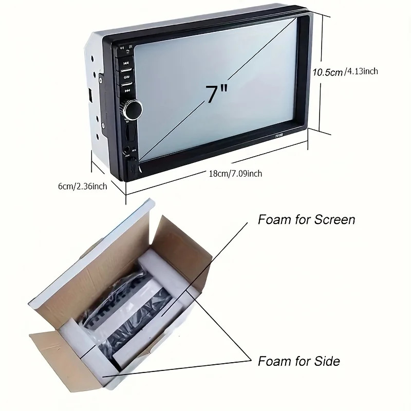 7″ Double 2 Din Car MP5 Player Bluetooth Touch Screen Stereo Radio Audio Mrrior;