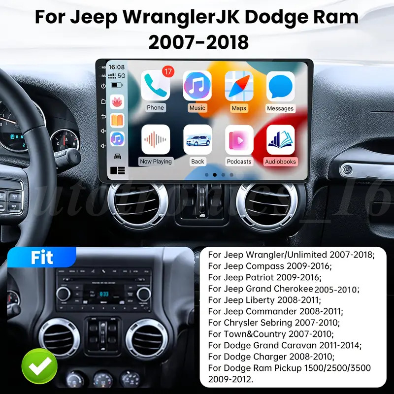 For Jeep Wrangler JK 2007-2017 10″ Car Radio Android Auto Stereo DSP GPS Navi