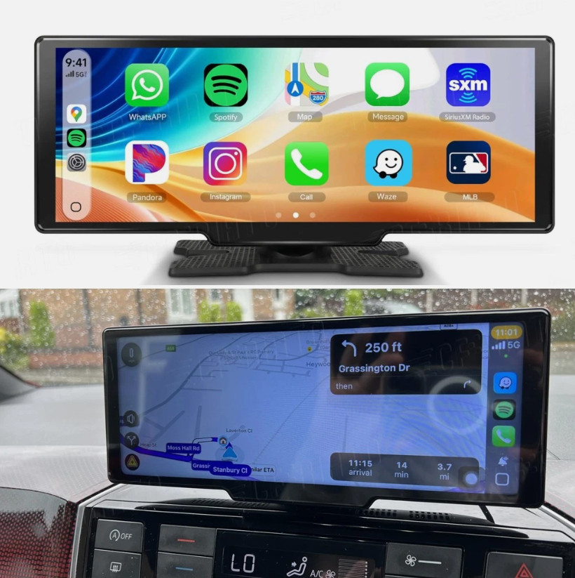 10.26” Touch Screen Apple Carplay Android Auto Portable Car Stereo Radio BT FM