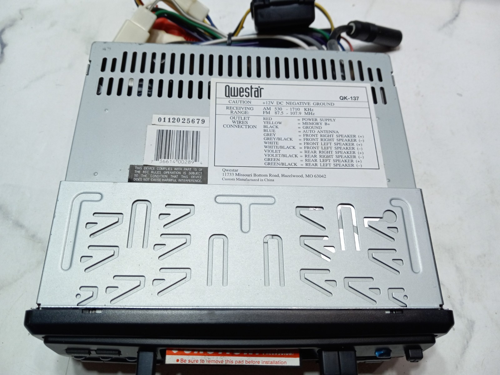 Qwestar QK-137 60 Watt In-Dash AM/FM MPX PLL Tuning Radio Cassette Player NOS