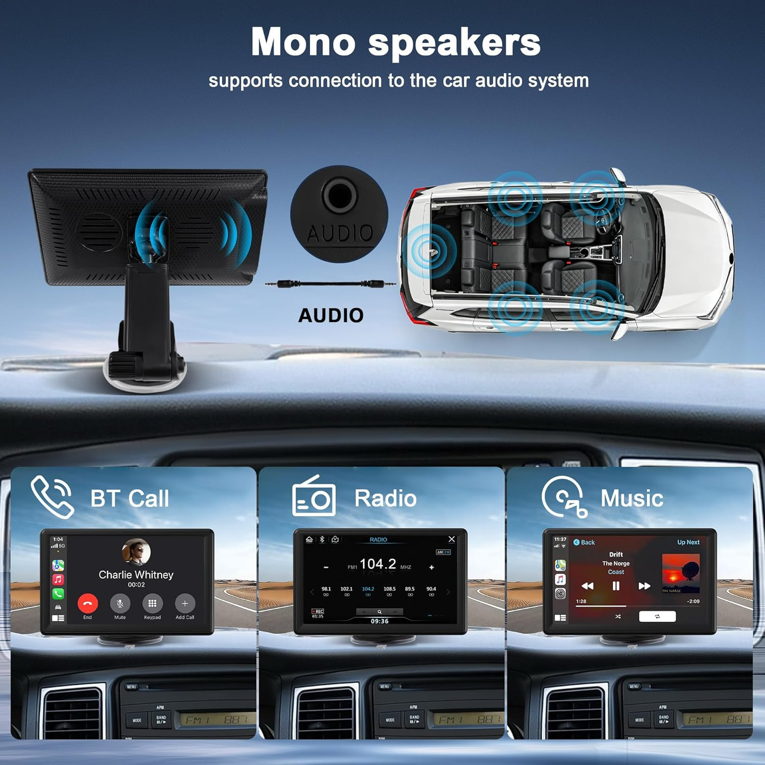 7″ Car Radio Stereo with Wireless Carplay & Android Auto: Double Din Car Audio S