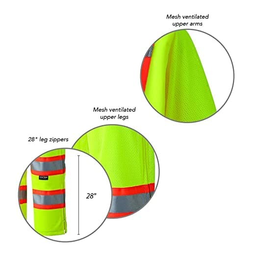 Traffic Safety Coverall ANSI 107-20 Class 3 Type P & R, XS, Yellow/Green