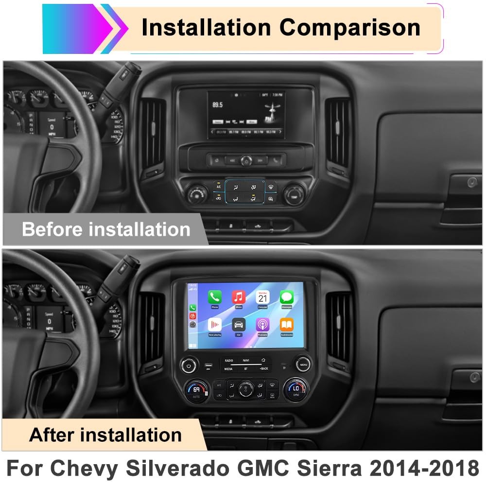 10.1″ Chevy Silverado/GMC Sierra Car Stereo | Wireless CarPlay, Backup Camera