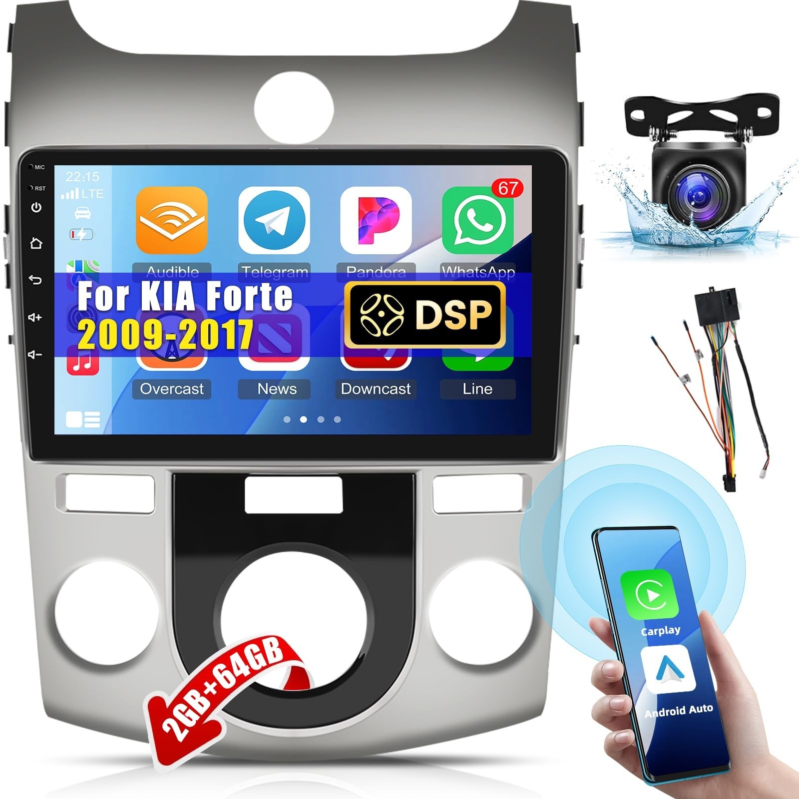 [2+64G] for KIA Forte 2009-2017 (Manual A/C) Android Radio, 9 inch Touchscree…