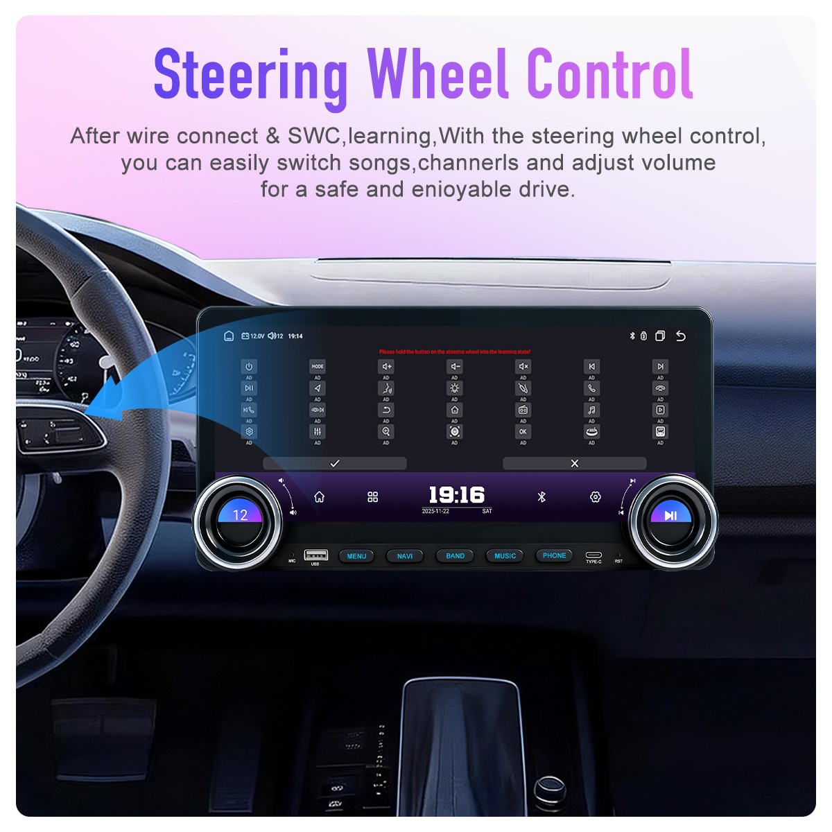 12.3” Car Radio Stereo Android 15 4G Lte DSP Carplay Screen GPS Navi BT 8+128GB