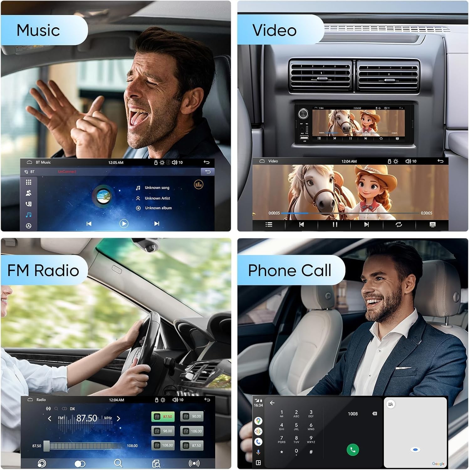 6.36-Inch Single Din Touchscreen Car Stereo – Linux System Single Din Wired/W…