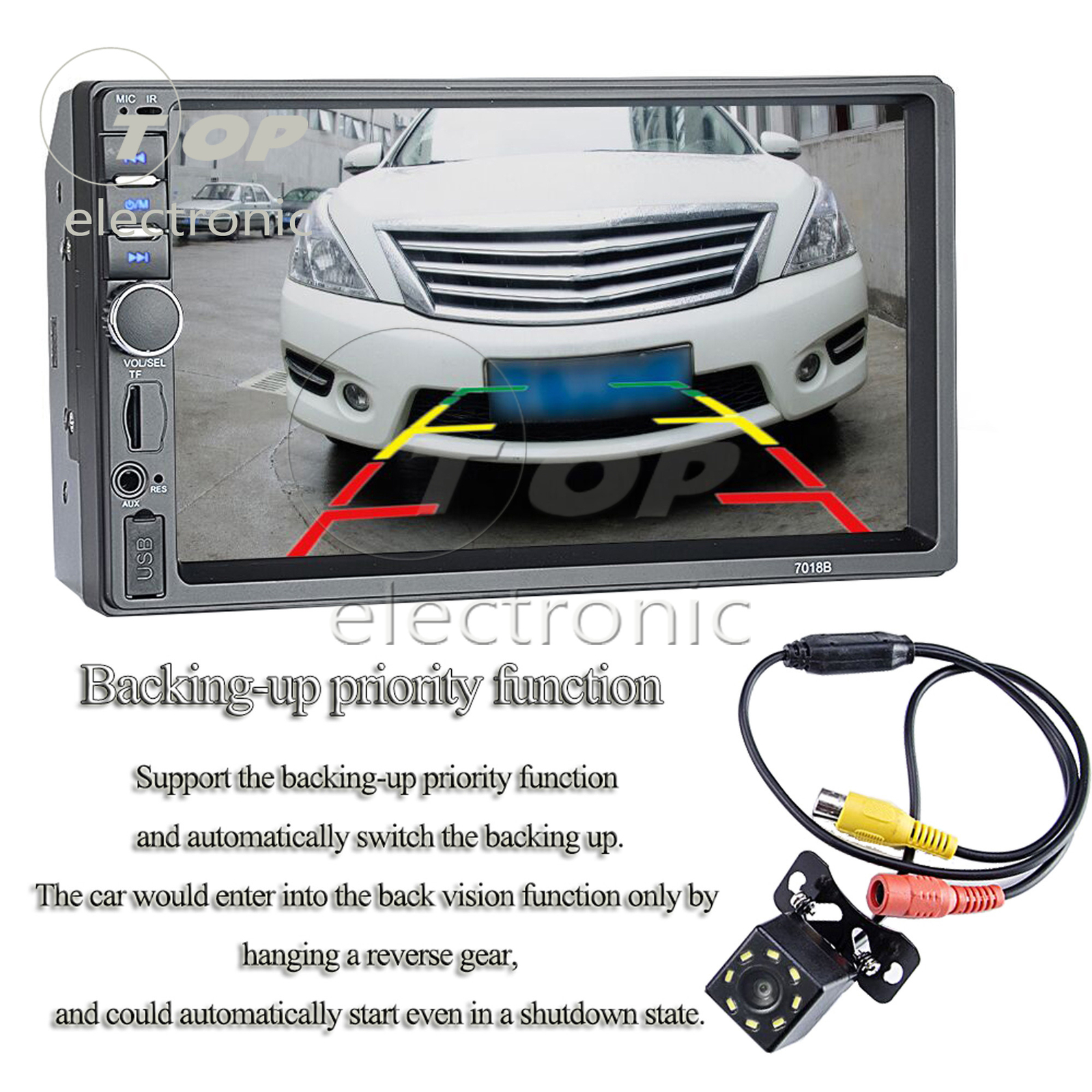 7 Double 7018B 2 DIN Car Radio MP5 Player Touch Screen Bluetooth + Rear Camera