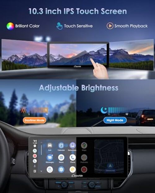 Double Din Car Stereo with Wireless CarPlay Android Auto Car Radio 10.3″