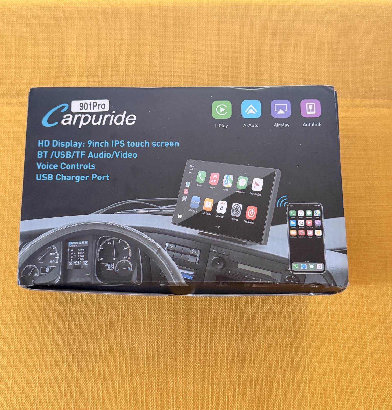 Carpuride W901 Pro 9″ Portable CarPlay/Android Auto + All Accessories