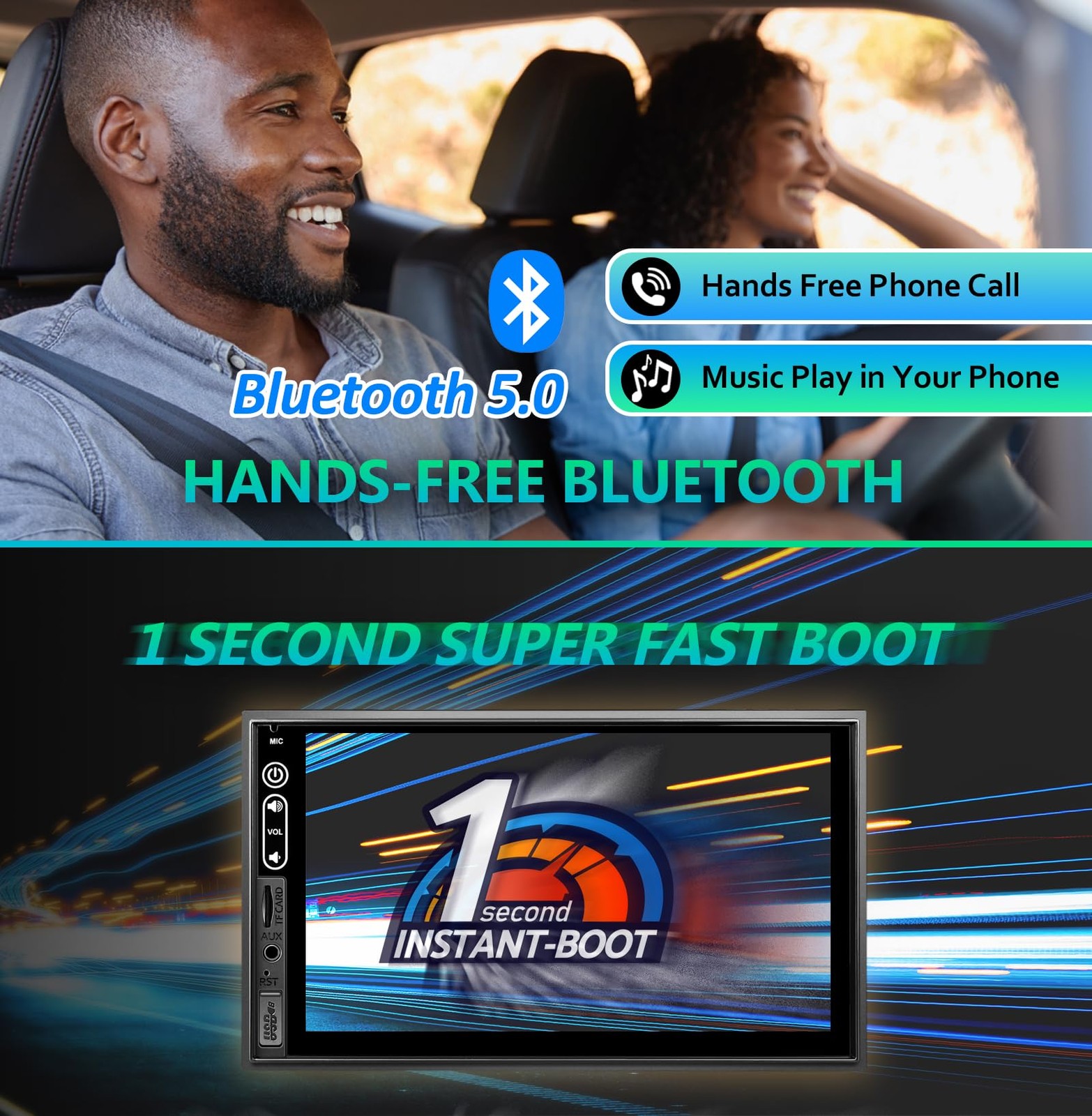 Double Din Car Stereo Compatible with Wireless Apple Carplay, Android Auto – …