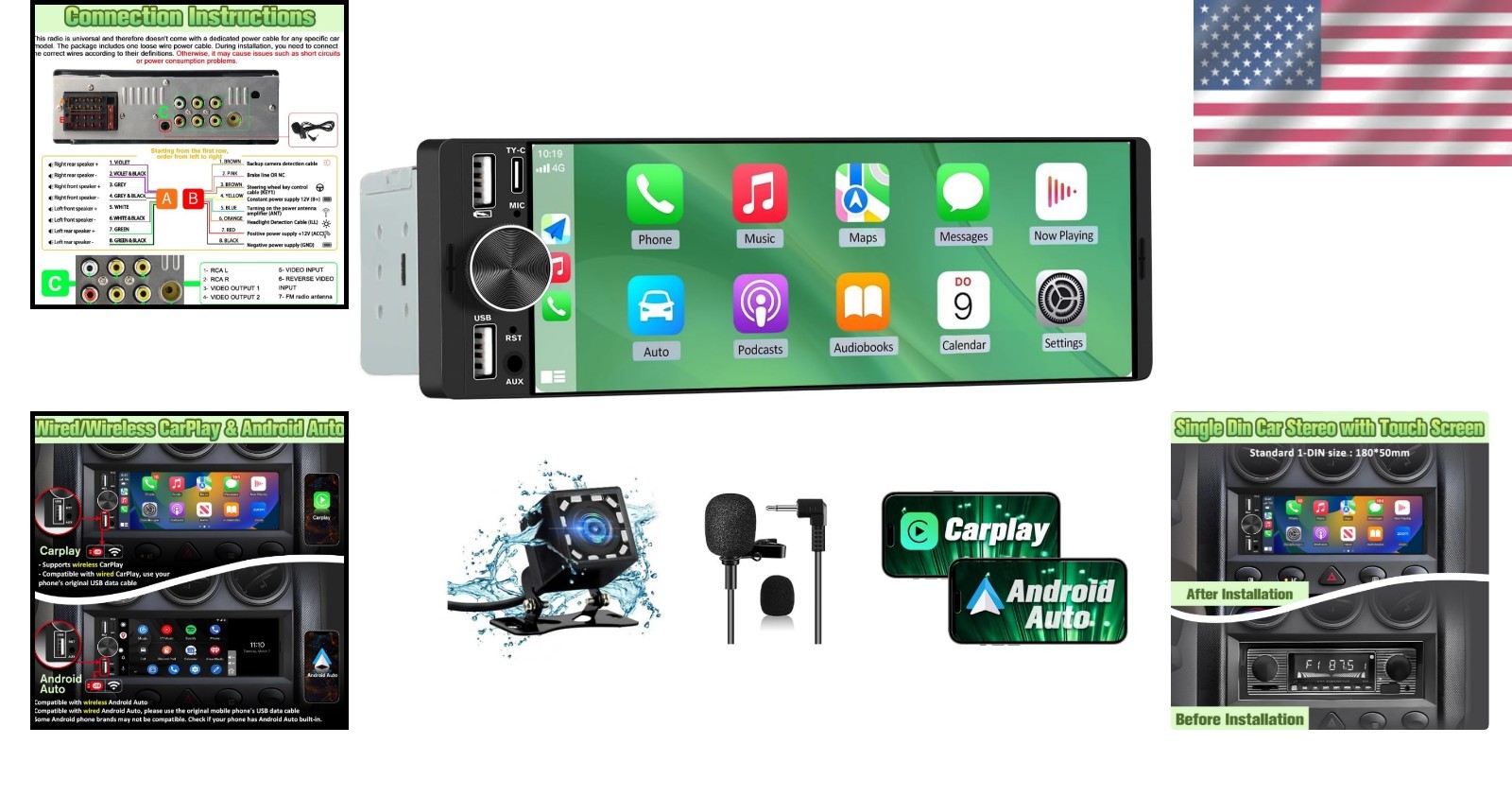 Compact Single DIN Car Stereo with Dual USB Ports & DSP Tuning for Optimal Sound