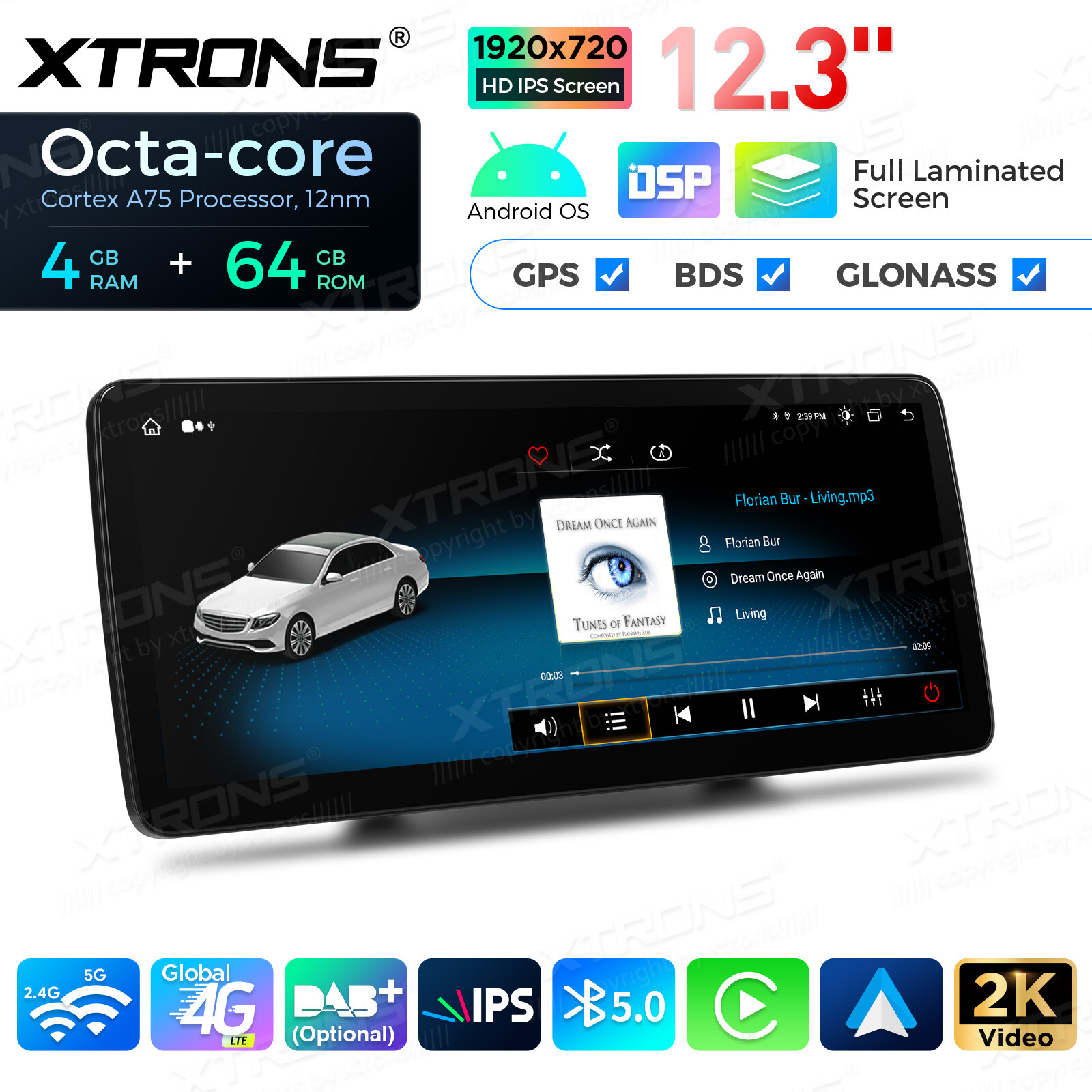 12.3″ Android 13 Car Stereo GPS Navi 4G WIFI CarPlay DSP For Benz W176 X156 W463