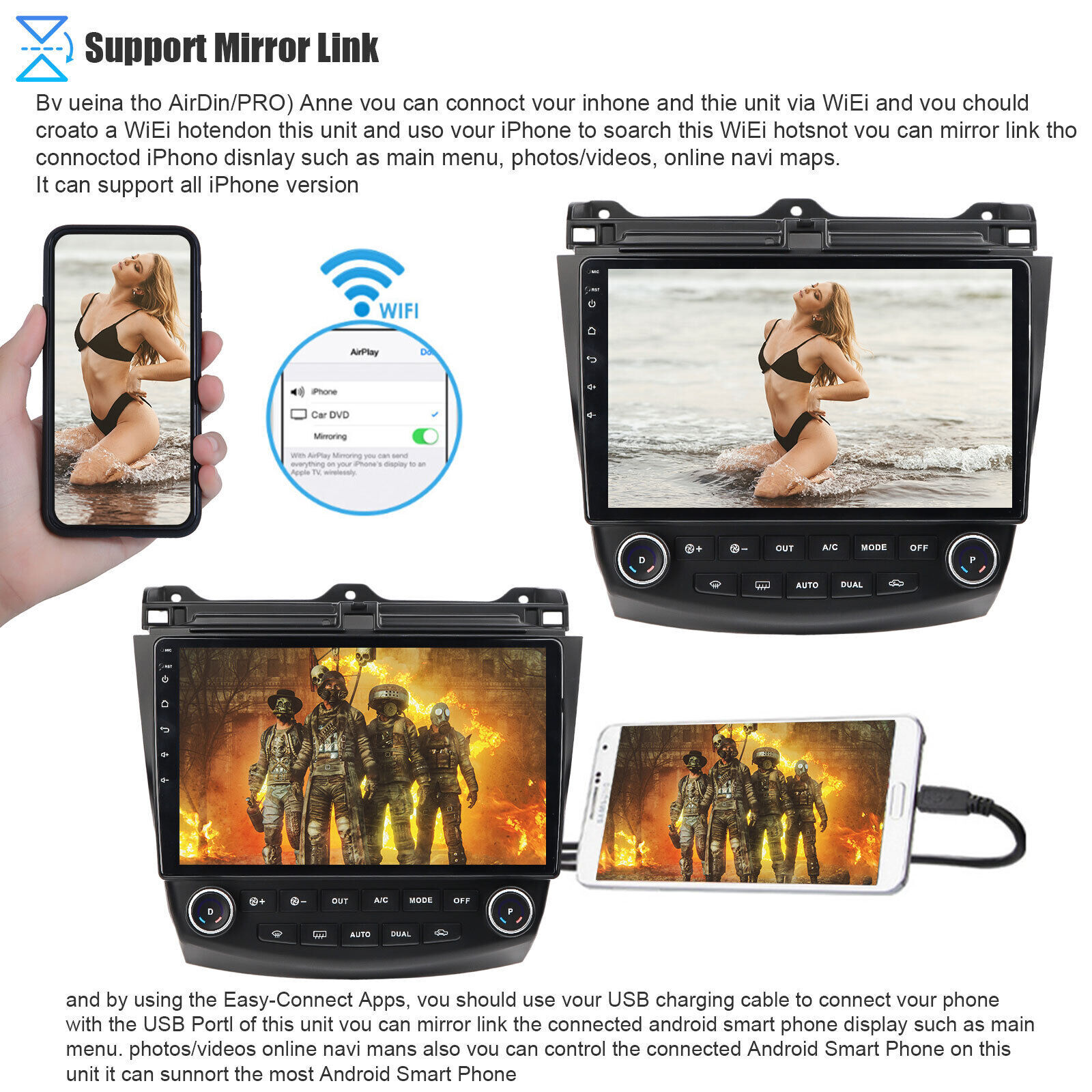 Car Stereo for Honda Accord 7th 2003-2007 Android 10.1” Touchscreen WIFI 64GB