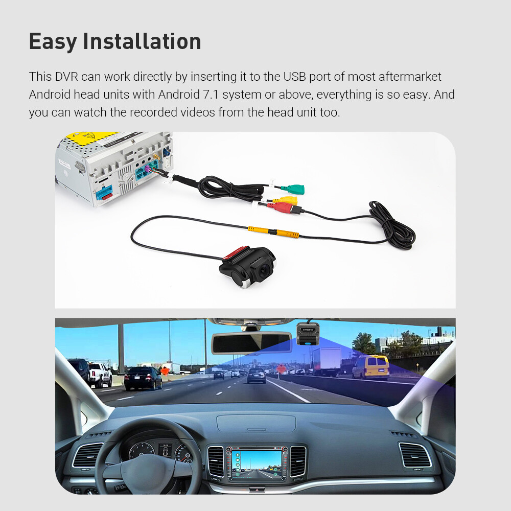 XTRONS 1280*720 HD 140° Wide View Car DVR Dash Recorder Rearview Camera USB Wire
