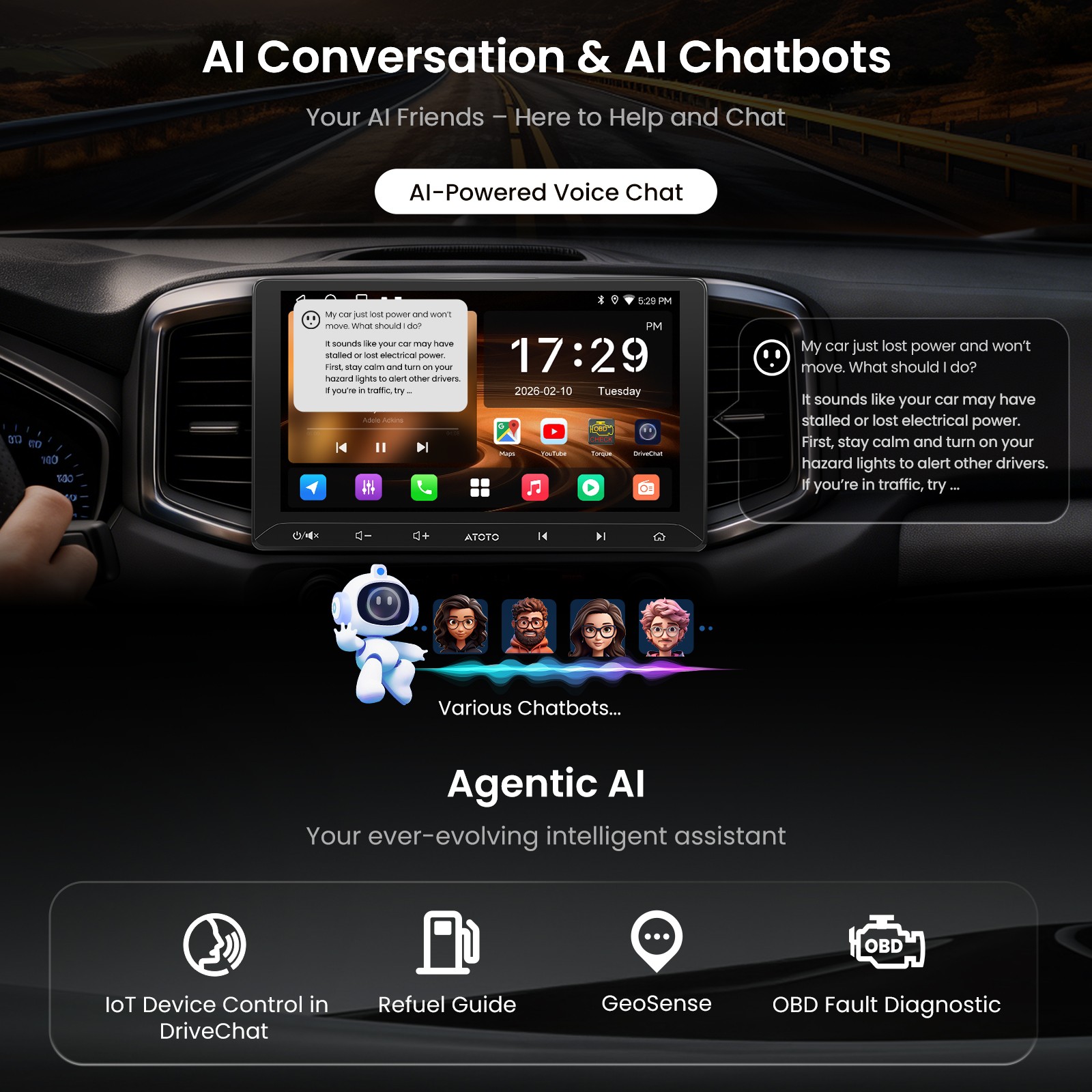 ATOTO Android 10.1″ Car Radio GenAI GPS Stereo Touch Screen Bluetooth Double2Din
