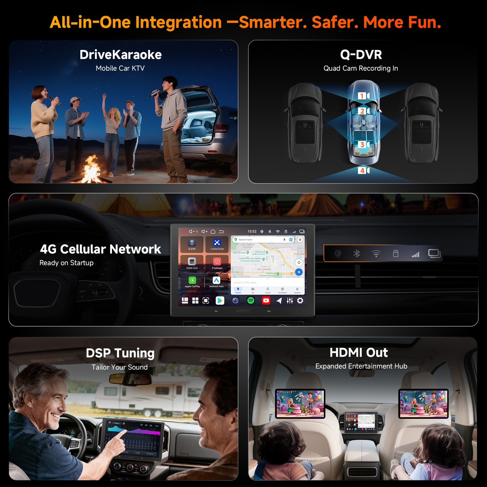 ATOTO 10.1” Android 2Din Car Stereo CarPlay & Android Auto 6G+128G Gen AI +Cam