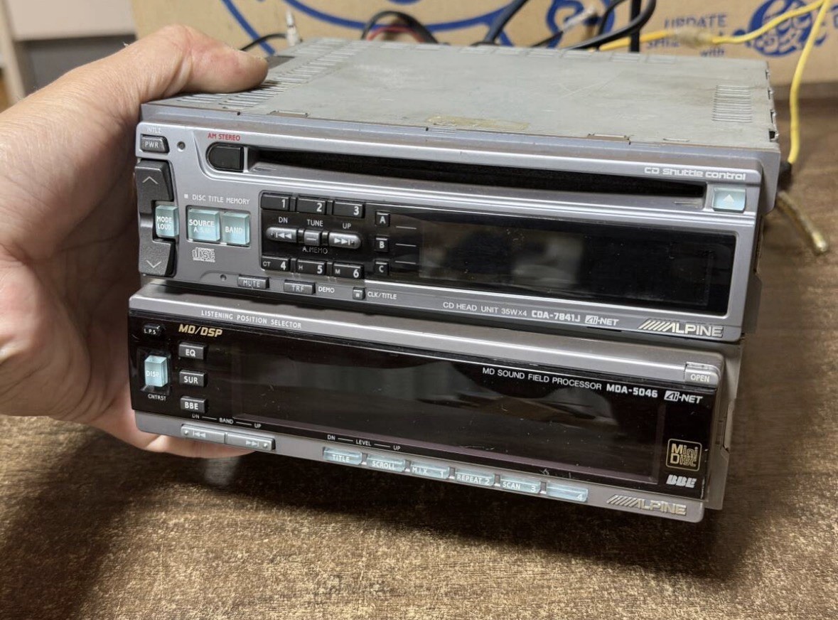 RARE! ALPINE 1DIN+1DIN CD/MD/DSP/EQ CDA-7841J/MDA-5046 MD/DSP EQ