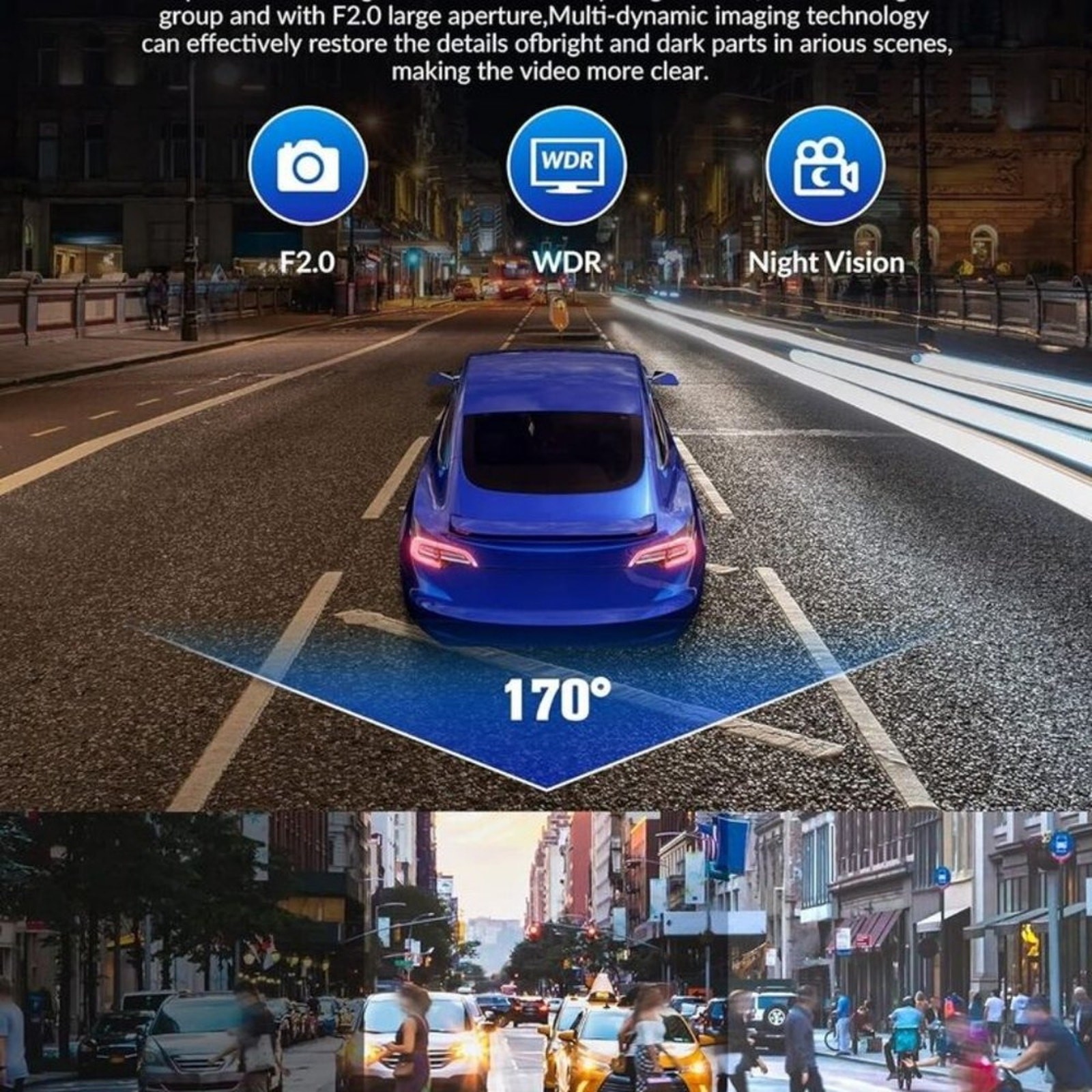 🔥Bwrethay Dash Cam Front/Rear Inside, 4K HD Dash Cam for Cars 70° Wide Angle