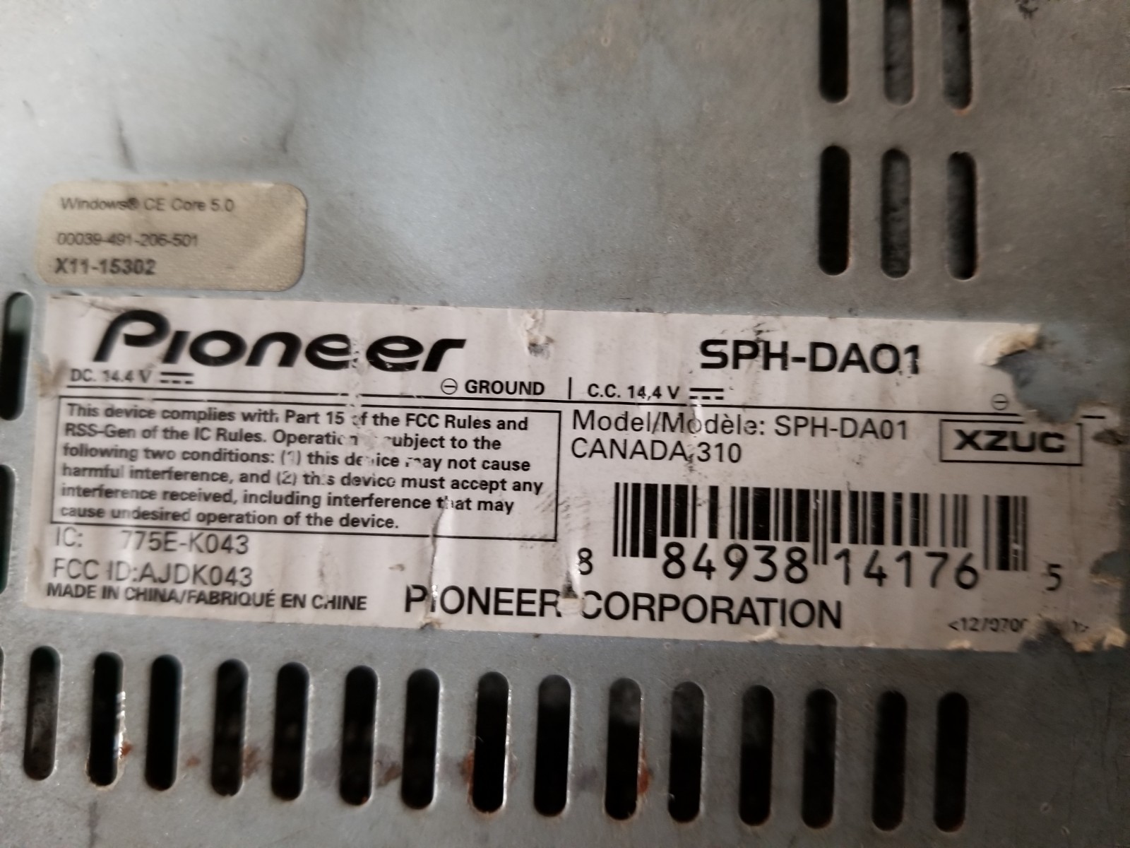 Pioneer SPH-DA01 Car Radio App Receiver UNTESTED Good Physical Condition Wires