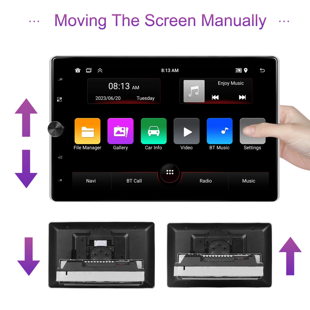 10.4” Android 13 Single 1 Din Apple Carplay Car Stereo Radio GPS 64GB + Camera
