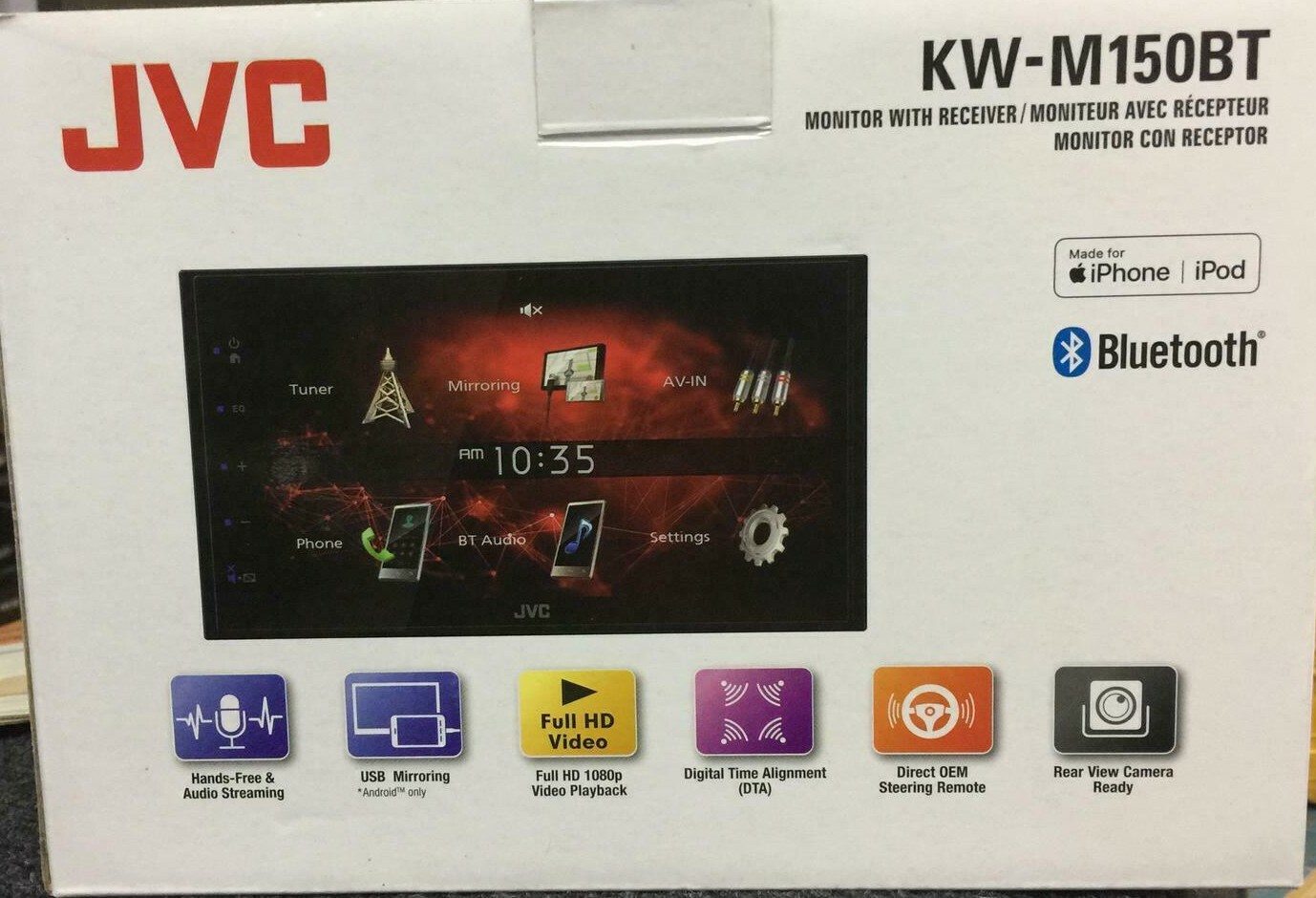 JVC KW-M150BT Android USB Mirroring 1080p Bluetooth Digital Media Player 6.75″