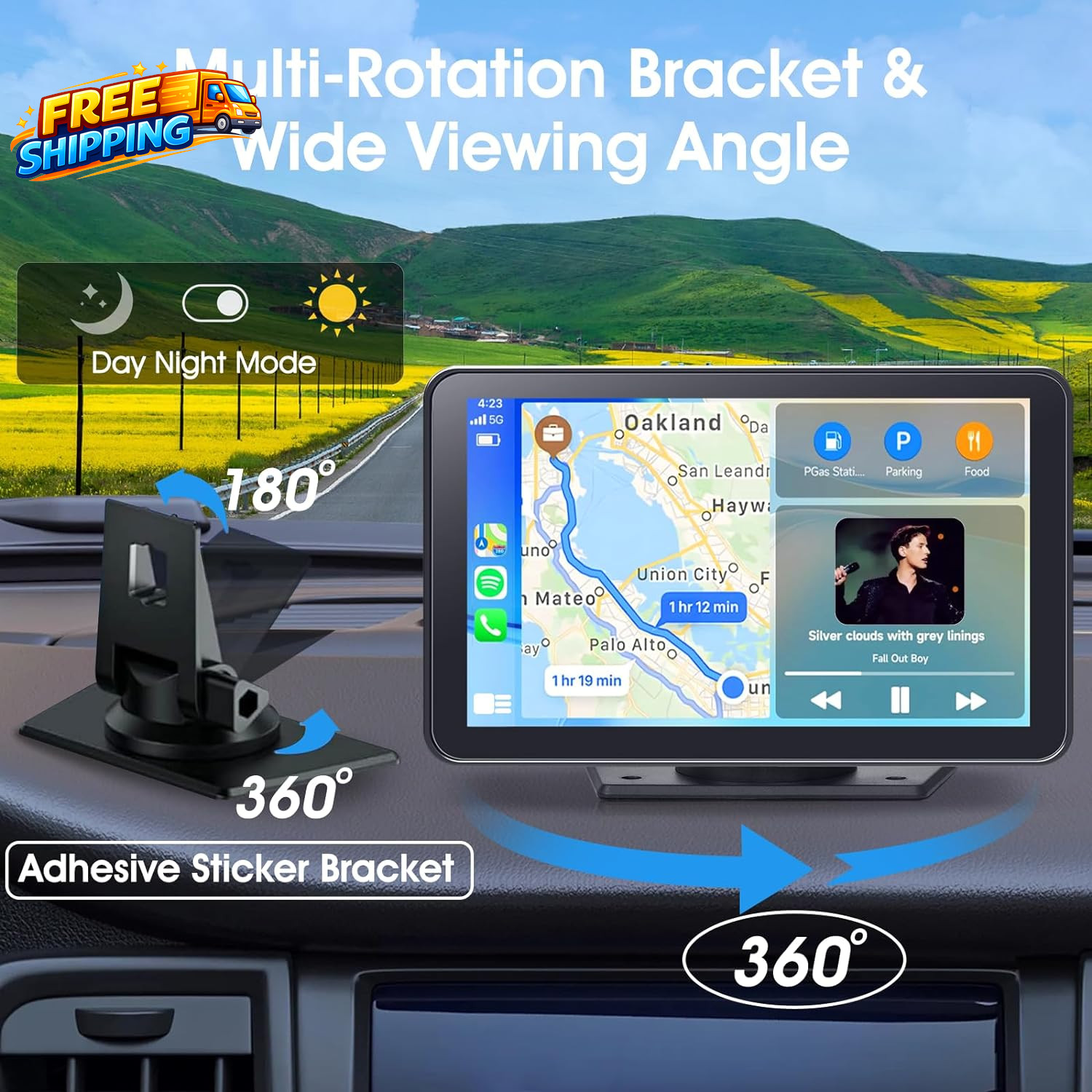 Portable Wireless Carplay Car Stereo 7 HD Touchscreen for Car with Apple Carplay