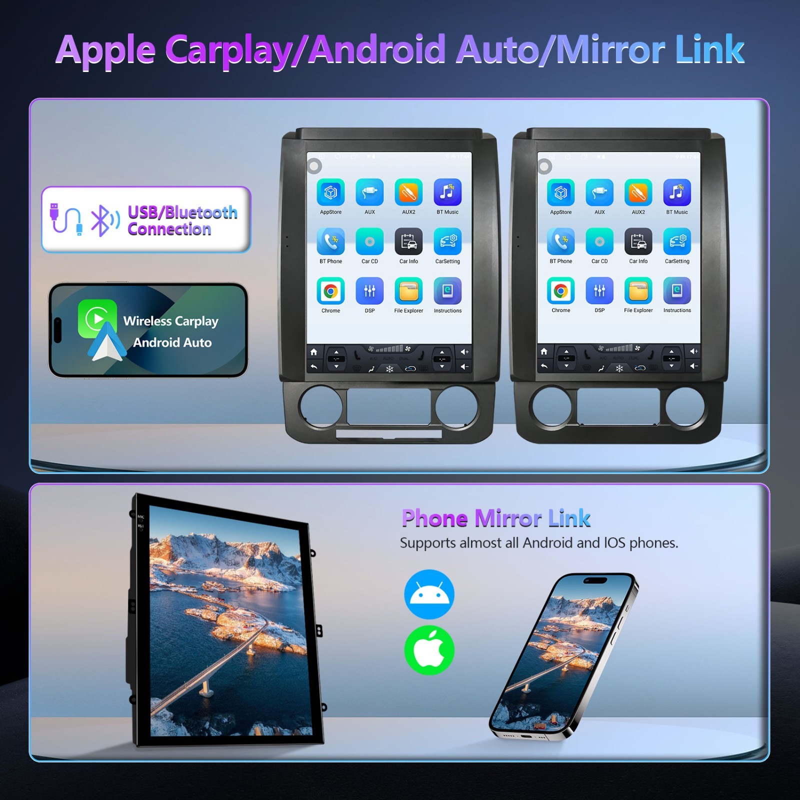 12.1″ Car Radio Stereo For Ford F150 2015-2021 Android 15 GPS Navi Tesla Style