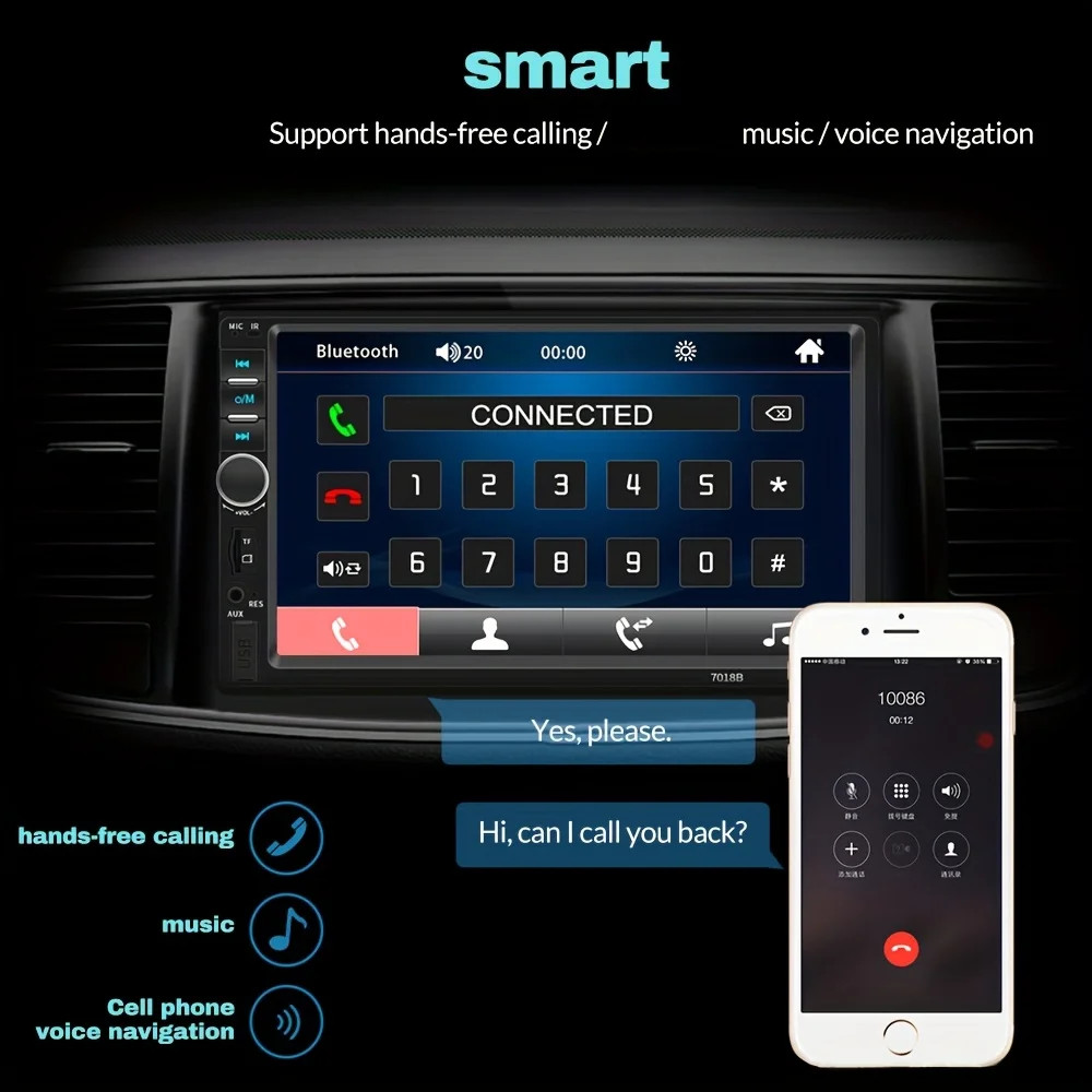 7″ HD Car MP5 Player,Mirror Link,FM Radio,Wired CarPlay/Android Auto Compatible