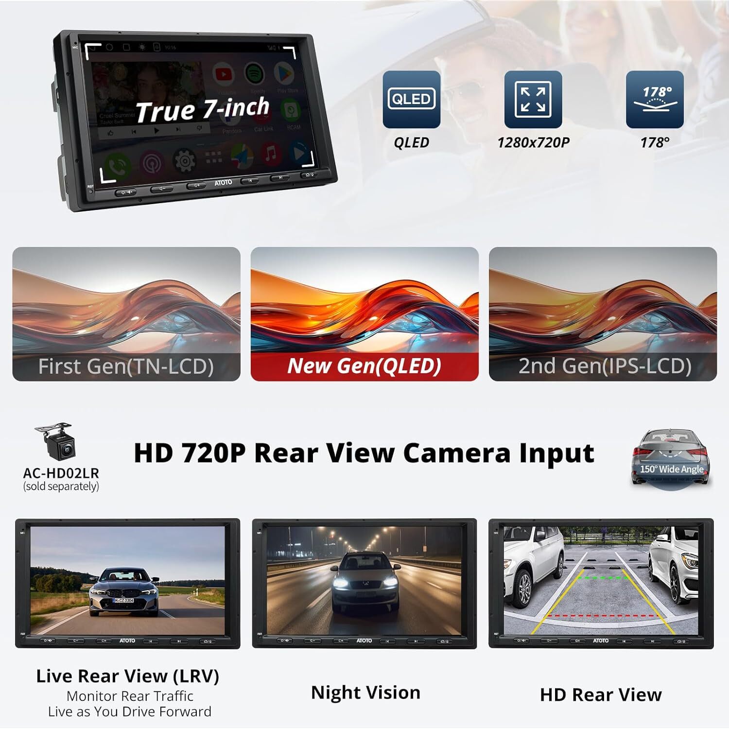 ATOTO A6PL 7 inch Android Double-DIN Car Stereo FM Audio Receivers DriveChat AI
