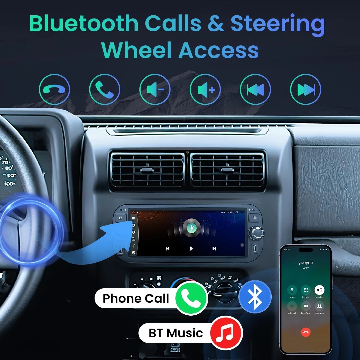 Dodge Ram 1500 2002-2005 Android 13 Car Stereo 2+64G Carplay w 6.8″ Screen