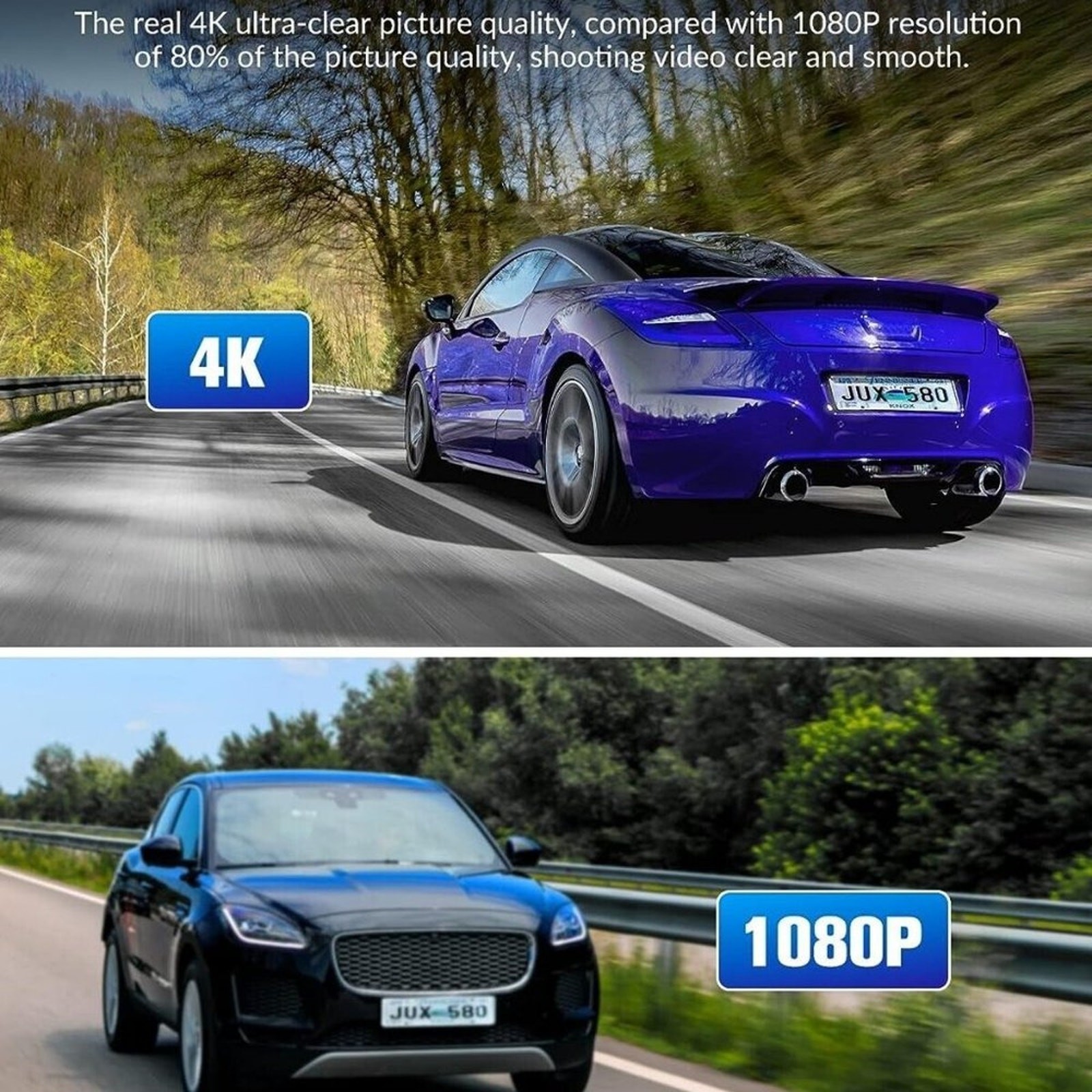🔥Bwrethay Dash Cam Front/Rear Inside, 4K HD Dash Cam for Cars 70° Wide Angle