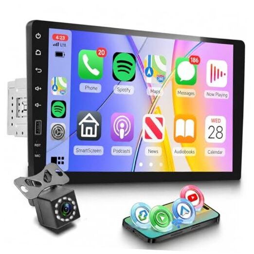 Single Din Car Stereo Support Wireless Carplay Android Auto You-Tube, 9 9 Inch