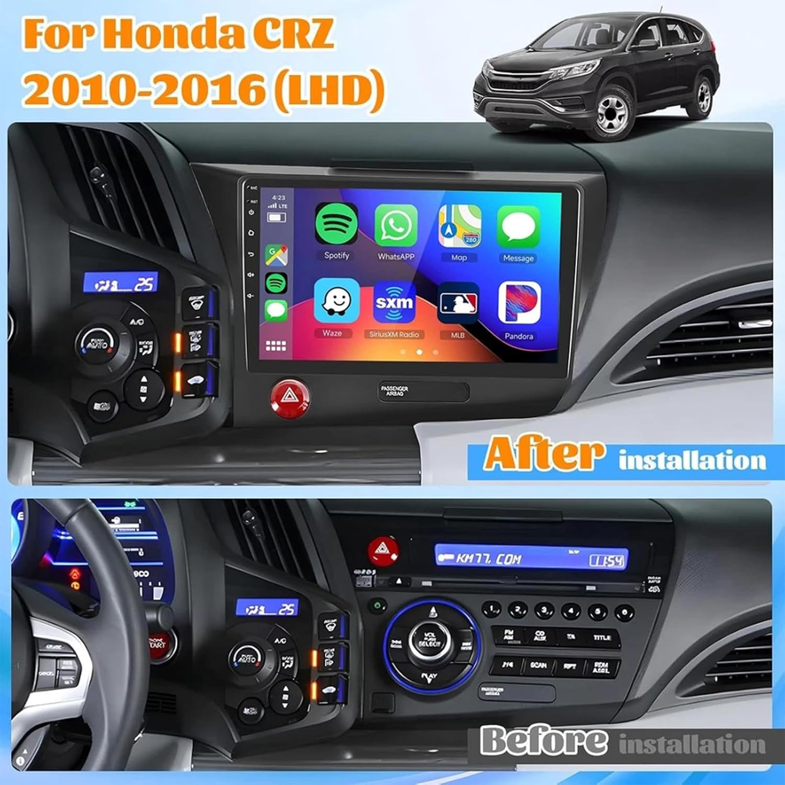 Car Stereo for Honda CR-Z 2010 2011 2016 9 Inch Touchscreen Car Radio Receiver